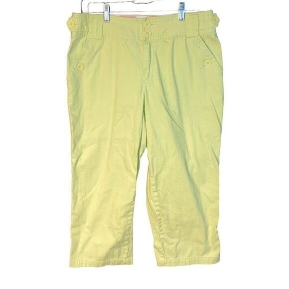 Liz Claiborne Audra Women 10 Neon‎ Lime Green Cropped Scout Ankle Chino